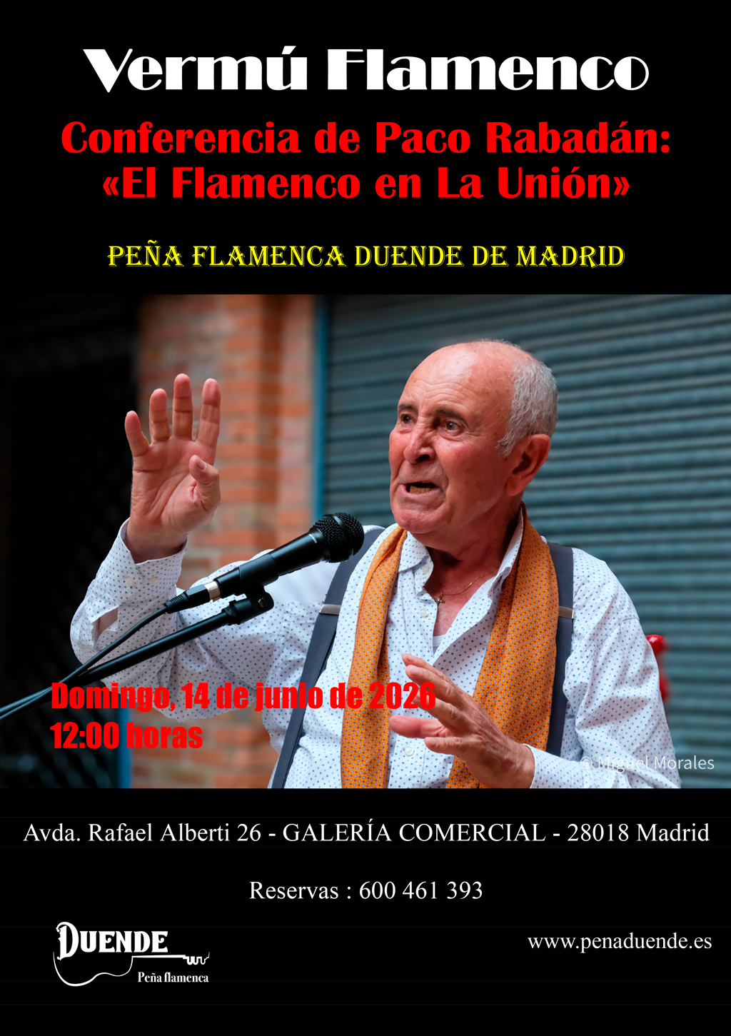 Vermú Flamenco 14 de junio: Charla de Paco Rabadán sobre el Flamenco en la Unión